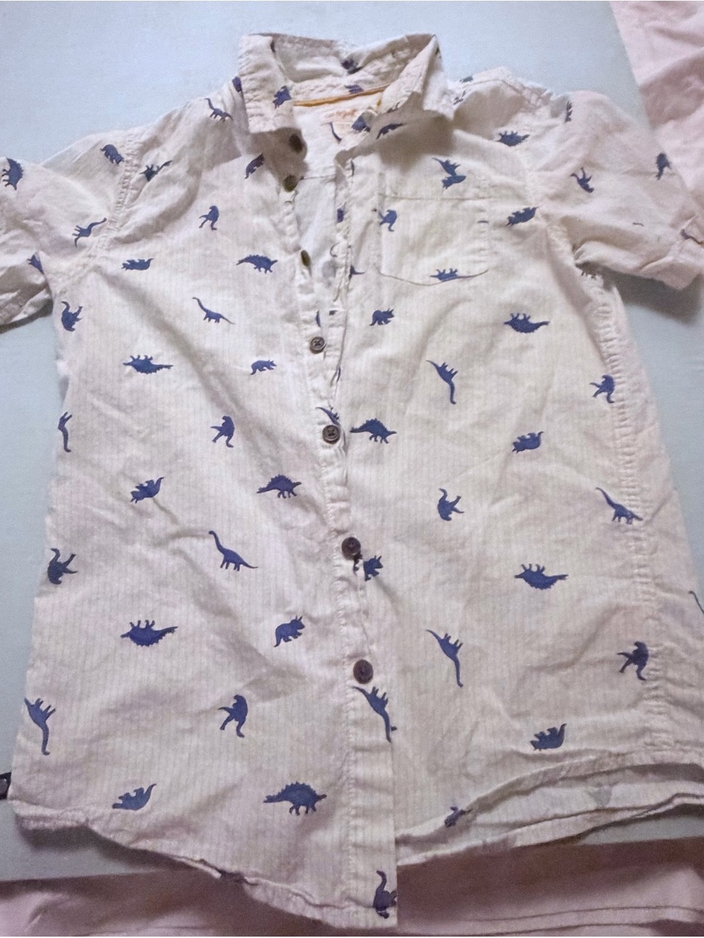 Cat & Jack Cream Short-Sleeve Button-Down Shirt with Blue Dino Print